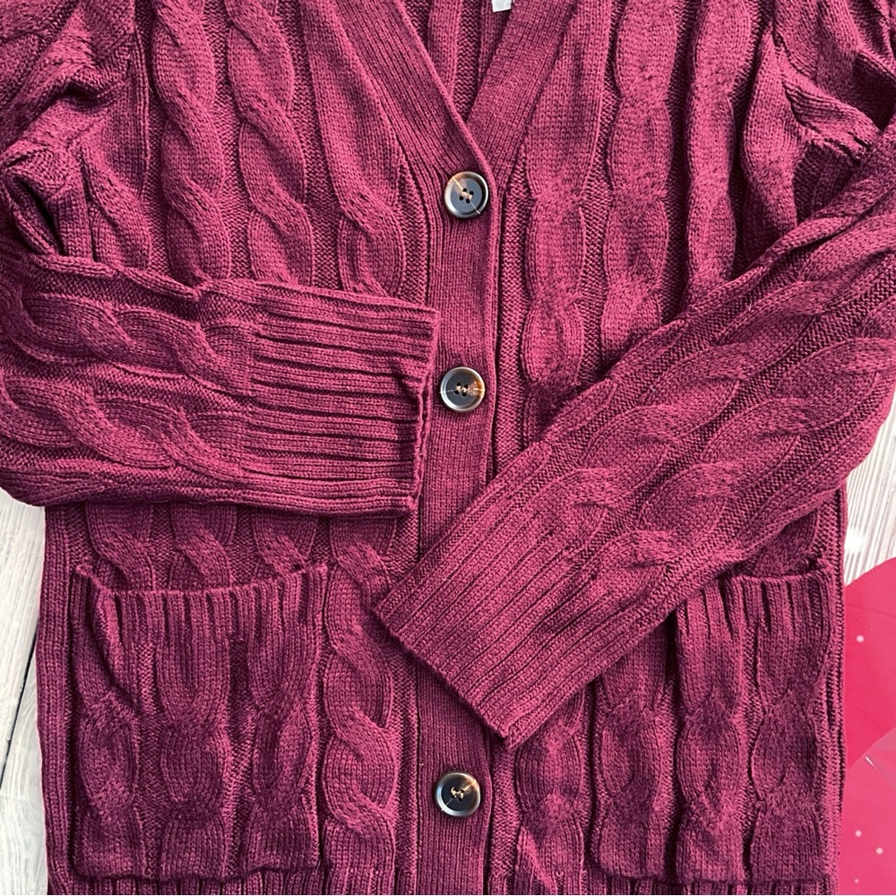 NWT Grecerelle Cableknit Buttonfront Sweater Long Sleeves Pockets - Picture 10 of 13